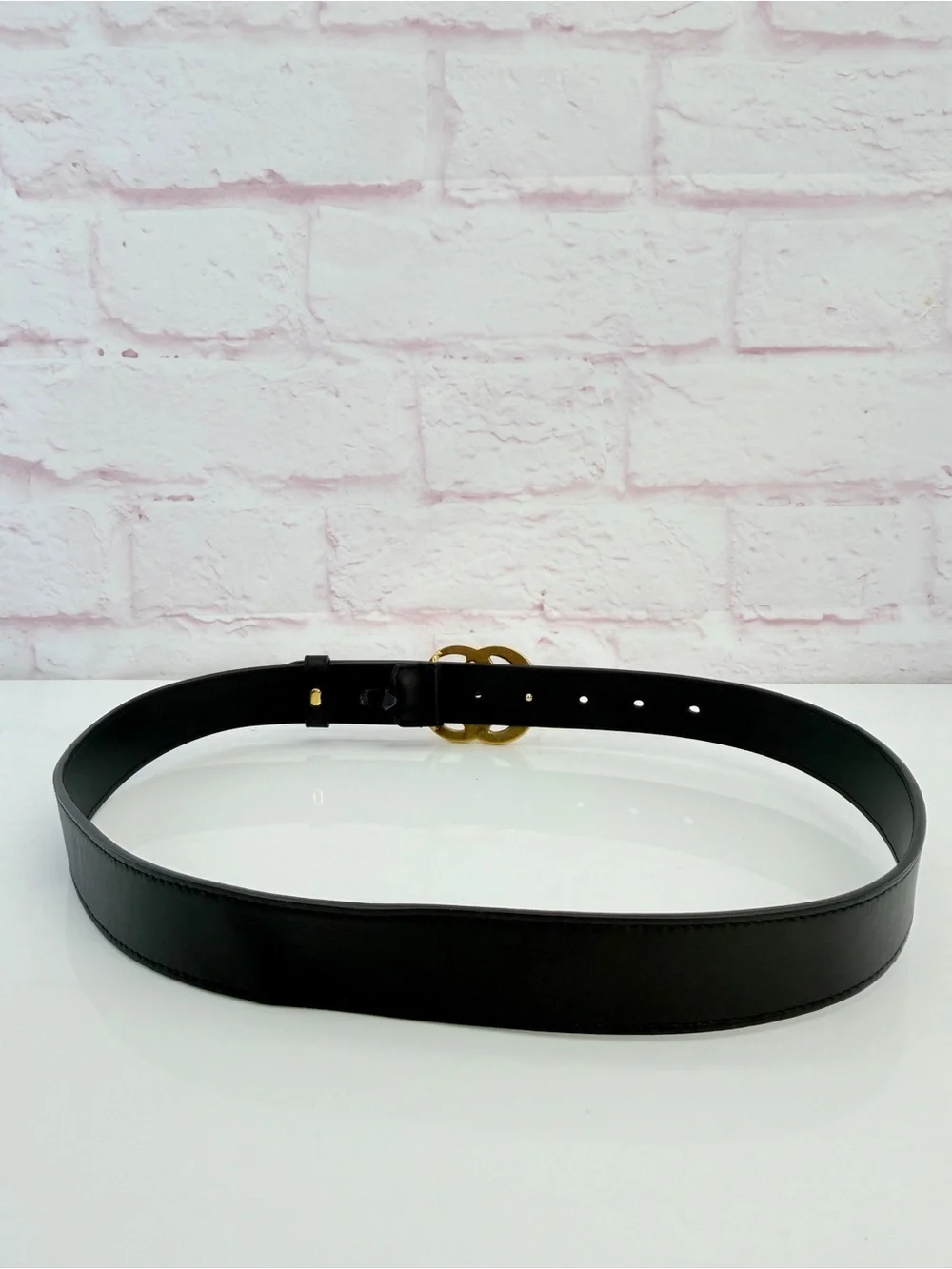 Gucci Slim Leather Marmont Gg Double Belt Black 80/32” 414516